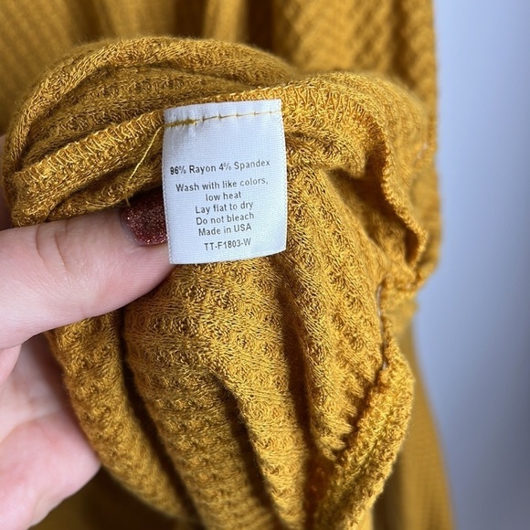 NWT Anthropologie Pure + Good Mustard Waffle Thermal Dolman Top - Picture 8 of 10